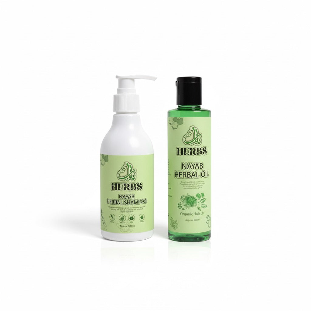 Nayab Herbal Oil + Organic Herbal Shampoo Combo 🌿 | Anti Hair Fall & Natural Hair Growth Kit