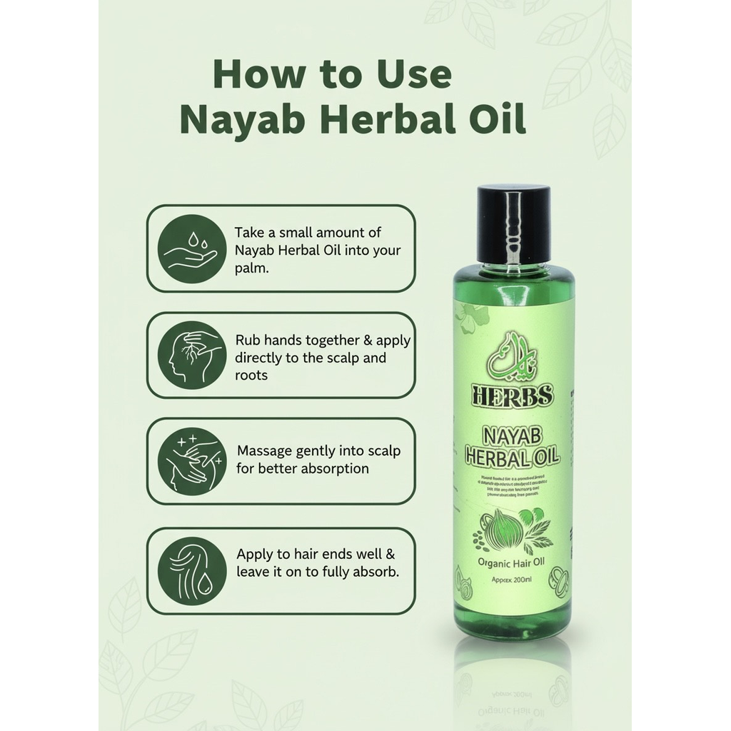 Nayab Herbal Oil – 100% Organic Hair Growth & Anti Hair Fall Oil | Stops Hair Fall, Dandruff & Boosts Growth ✨